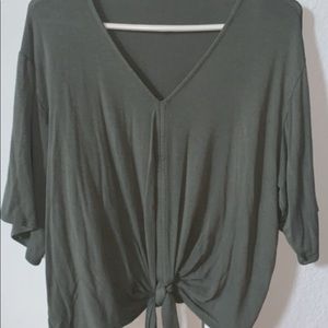 army green v neck tie top